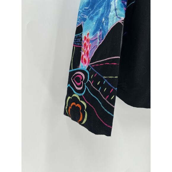 New Direction Vintage Jacket Womens XL Black Floral Heart Embroidered Button - Picture 12 of 16
